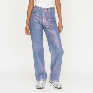 Lazy Oaf Paint It Pink High Rise Straight Leg Iridescent Jeans size 30